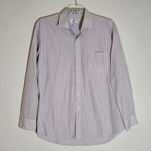 Business la Business Shirt Mens 17.5 44 Pink Blue Stripe Egyptian Cotton Dress